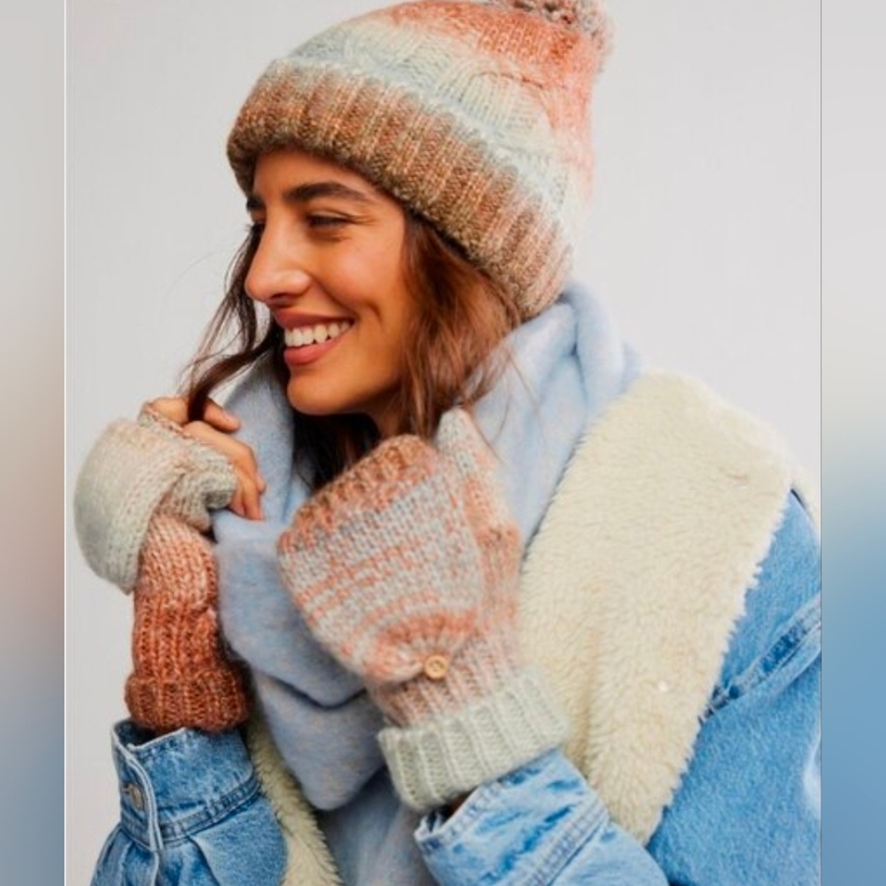 Free People Winter Chill  Scarf And Hat And Gloves Set! 3 Piece Set!